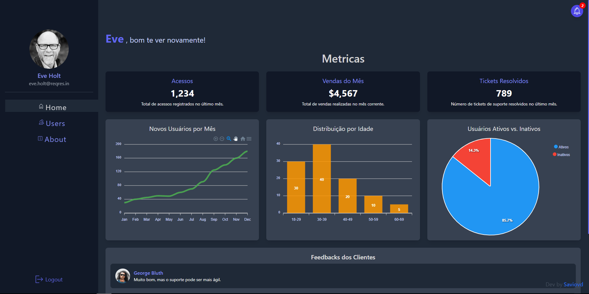 Users Dashboard in browser image